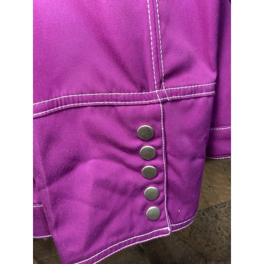 Drapers & Damons Jacket Women's XL Purple W/ White Collar Snap Closure - Picture 4 of 12